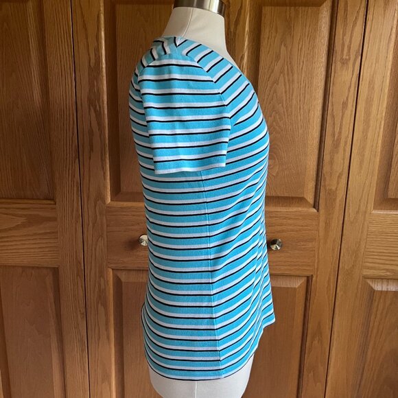 TALBOTS -- Cotton V-Neck Tee - Merida Stripe -- Excellent Condition - Picture 3 of 13